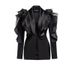 K Small Niche Design, High-end Goddess Style, Black Three-dimensional Splicing, Ruffle Edge Suit, Asymmetric Slim Fit, Slimming Suit_ecoleips.com