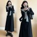 Autumn New Korean Fashion Two-Piece Hooded Patchwork Casual Maternity Dress_ecoleips.com