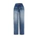 Women's Clothing High-Waisted Wide-Leg Jeans Women's Clothing Retro Washed Distressed Loose Straight Leg Floor-Length Pants Spring Summer_ecoleips.com
