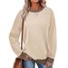 Women's Autumn-Winter Striped Long-Sleeved Blouse With Loose Round Neckline And Contrasting Colors_ecoleips.com
