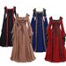 Voya Foreign Trade European American Women's Medieval Costume, Vintage Hooded Dress With Square Neck And Bell Sleeves For_ecoleips.com