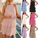 Women's Sleeveless Pleated Dress Layered Spliced Hem Pullover Casual Knee-Length Summer Fashion_ecoleips.com
