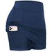 Women's Clothing Solid Color Two Piece Pocket High Waist Leggings Skirt Pants Large Size_ecoleips.com