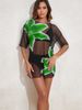 Women's Clothing Bikini Three Piece Swimsuit Sun Protection Mesh Cover Up Printed Beach Vacation Swimwear_ecoleips.com