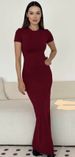 Women's Slim Fit Long Dress European American Style Figure Flattering Summer Sexy Elegant Round Neck Short Sleeves_ecoleips.com