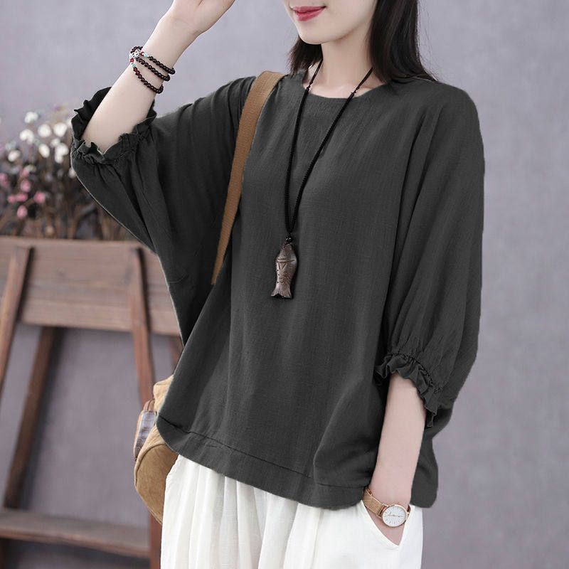 A Retro-Style Women's Garment In Large Size, Designed For Plus-Size Women: Features Short Sleeves That Conceal The Abdom_ecoleips.com