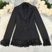 Elegant Black Lace-Stitched Blazer For Women - Slim Fit Long Sleeve Suit Jacket, Autumn Winter Office & Casual Wear_ecoleips.com