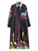 Black Vintage Print Oversized Dress For Women Spring Autumn New Korean Long Sleeve Loose Casual Shirt Dress Elegant Clothes 2026_ecoleips.com