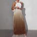 Women's Sexy Backless Halter Neck Midi Dress Sleeveless Gradient A-Line Dress for Summer_ecoleips.com