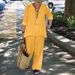 Women's Clothing Two Piece Suits For Women Lapel Long Sleeved Shirts Autumn Casual Solid Color Pants Wide Leg Suits_ecoleips.com