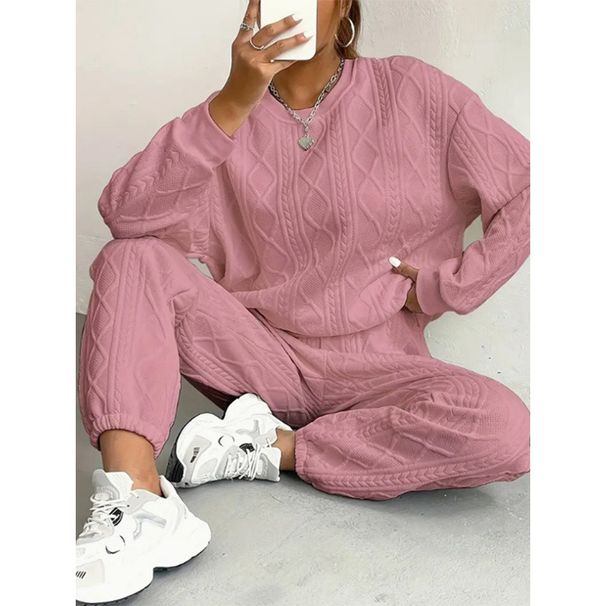 2025 Autumn And Winter European And American Women's Clothing New Fashion Thread Jacquard Trousers Casual Two Piece Suits For Women_ecoleips.com