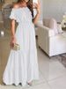 Women's Dress One-line Collar Spring And Summer Short-sleeved New Green Long Dress Fashion Casual Loose Beach Party Dresses Robe_ecoleips.com