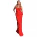 Spring Summer Sexy Backless U Neck off Shoulder Sling Dress European American Style Wave Slim Side Slit Long Skirt for Women_ecoleips.com