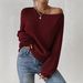 Women's Off-Shoulder Knit Sweater European American Style Solid Color Long Sleeve Loose Fit Cross Border Trade_ecoleips.com