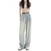Guangzhou Supply American-style Wide-leg Jeans For Women, Spring/summer High-waisted, Loose, Slimming, Pleated, Casual,_ecoleips.com
