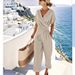 Women's Solid Color Irregular Hem Pant Set Short Sleeve Summer Fashion European And American Style Independent Station Clothing_ecoleips.com