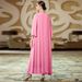 Ba3042: Chrysanthemum Pink Hand-Stitched Diamond-Chained Chiffon Long Dress With Loose Skirt And Abaya Style Design_ecoleips.com