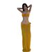 Women's Clothing New Thailand Beautiful Yellow Split Three Piece Sexy Long Skirt Island Holiday Style_ecoleips.com