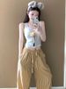 Comfortable Cloud Cotton Sleep Pants Women's Long Pants Striped Outerwear Home Clothes Spring Summer New Style Yellow Stripes_ecoleips.com