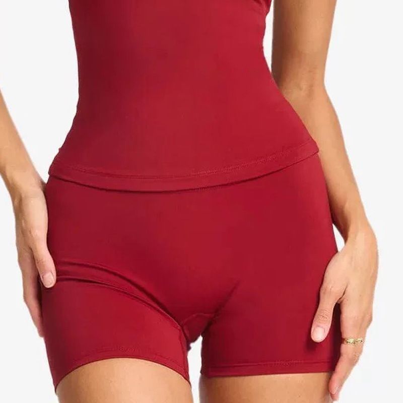 Women's Quick Drying Yoga Vest Padded Bustier Halter Neck Backless Design High Waisted Sports Shorts_ecoleips.com
