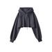 Women's Retro Cropped Hoodie - Vintage Streetwear Pullover With Drawstring Hood, Short Length For Dance & Casual Wear_ecoleips.com