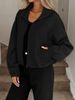 K Women's Loose Baseball Jacket With High Collar, Zipper, Hem Drawstring And Pockets_ecoleips.com