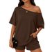 Summer 2 Piece Women's Fashionable Casual TK Clothing Set Asymmetrical Neck Top And Shorts European And American Style Export_ecoleips.com