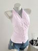 Women's Clothing Cut Shoulder Striped Sleeveless Shirt For Women In Summer Slim Design Niche Short Halter Neck Chiffon Top_ecoleips.com
