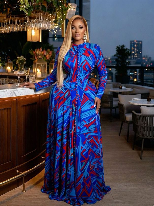 CM.YAYA Women O-neck Long Sleeve Big Swing Tie Dye Print Long Dress 2026 Sexy Parties Evening Vacation Maxi Dresses Vestidos_ecoleips.com
