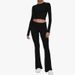 Women's Clothing New Round Neck, Short Style Tight Low Waist Bell Bottom Pants Suit_ecoleips.com