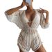 Aria Basics 2025 Long-Sleeve Mesh Waist-Cinching One-Piece Swimsuit High-Waisted Printed Drawstring European And American_ecoleips.com