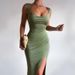 2025 Summer New Fashion Elegant Sleeveless Backless Tie Slim Fit Split Dress For Women_ecoleips.com