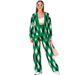 Diamond-Knit Cardigan Set – Long Sleeve Button-Down Sweater & Wide-Leg Pants, Geometric Pattern Matching Lounge Outfit (Emergreen/Navy)_ecoleips.com