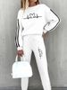 Women's Loose Round Neck Sweatshirt And Printed Long Sleeve Sweatpants Set Casual Autumn Winter_ecoleips.com