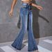 Spring Autumn Women's High Waist Slimming Denim Pants Fashion Elastic Flared All Match European American Style_ecoleips.com