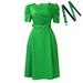 Women's Clothing Summer New Fashion Temperament Elegant V Neck Pleated Large Swing Skirt Dress_ecoleips.com