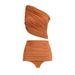 Women's Clothing Women's One Shoulder Bikini Retro Style Swimsuit Set Quick-Dry Polyester Mesh Splicing Modest Coverage Two Piece Summer Beachwear_ecoleips.com