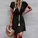 Women's Clothing New Satin Dress Spring And Summer Lace Bat Sleeve Waist Skirt_ecoleips.com