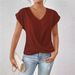 2025 Summer New Solid Color V-neck Short Sleeve T-shirt Women's Elegant Hoodie Top_ecoleips.com