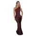 Summer Sexy Sleeveless Pleated Long Skirt for Women European American Style Oblique Shoulder Slim Fit Hip Dress_ecoleips.com