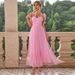 "Elegant Tulle Layered Dress – Romantic A-Line Midi Dress With Sheer Detail_ecoleips.com