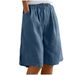 Women's Cotton Linen Shorts Summer New Style High Waisted Five Point Loose Fit Mid Length Pants_ecoleips.com