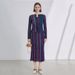 Women's Fashion Patchwork Long Sleeve Top And Elastic Waist Skirt Set Colorful Resort Style Knitted Clothing_ecoleips.com