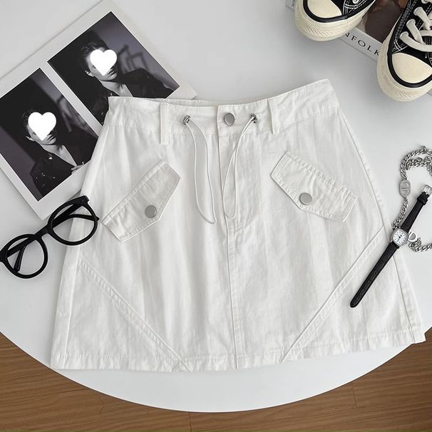 Verve Dopamine Outfit Functional Hot Girl American Workwear Women Summer Pure Desire Style A-line Short Skirt_ecoleips.com