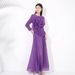 Verve Pleated Fashionable Elegant Women's Unique Sunflower Design Top High Waist Long Skirt Two-Piece Set_ecoleips.com