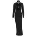 Women's Hollow Out French Style Long Dress Elegant Slim Fit Pure Desire Temperament Female Fashion Dress_ecoleips.com