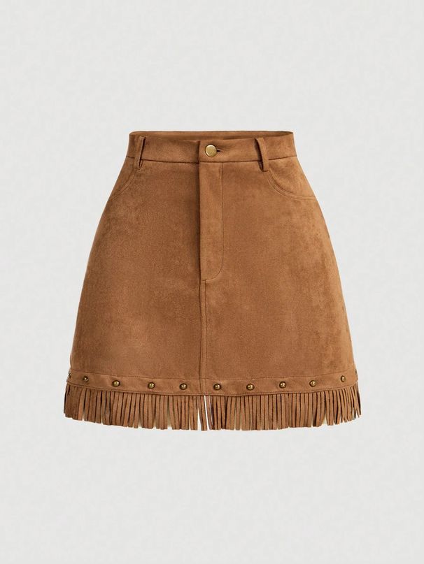 Suede Tassel Skirt For Women Short Midi Spring New 2025 Cross Border Source Women's Clothing_ecoleips.com