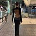 Women's Clothing Women's Sexy Deep V Hollowed Out Long Sleeve Faux Leather Patchwork Bodycon Dress Two Piece Style For Autumn_ecoleips.com