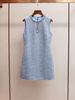 Mist Blue Sequin Vest Dress - Diamond Hollow Sexy Round Neck Early Spring Style _ecoleips.com