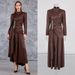 "Elegant Satin Stand Collar Long Dress – Rhinestone & Ruffle Detailing, Women's Formal Evening Gown For Special Occasions"_ecoleips.com